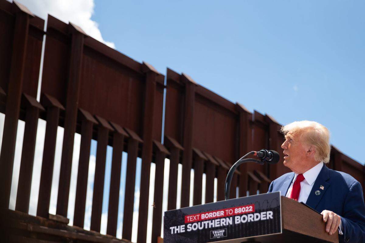 Donald Trump gives remarks at the border in August at Montezuma Pass in Cochise County in Arizona. The president-elect has promised mass deportations of undocumented residents.