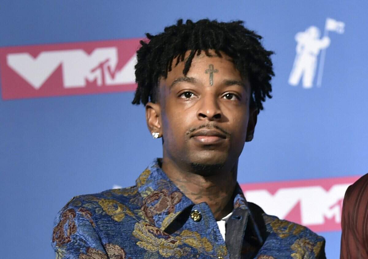 Rapper 21 Savage wil be joining Drake’s “It’s A Blur” 21-city concert tour. File photo, 2018. (Photo by Evan Agostini/Invision/AP, File)