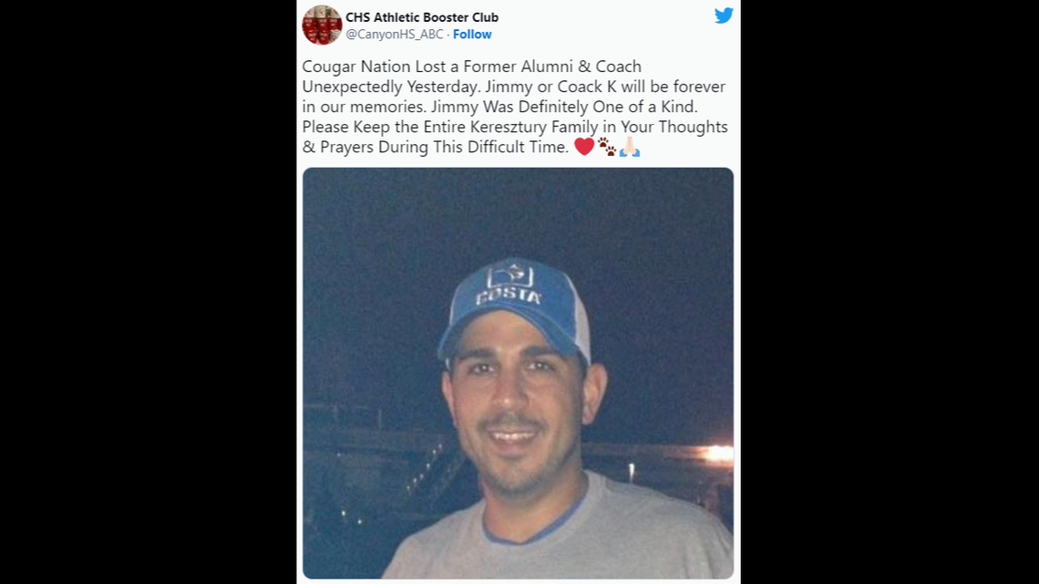 Jimmy Keresztury died unexpectedly, according to Texas school officials. He was a coach and teacher at New Braunfels High School.