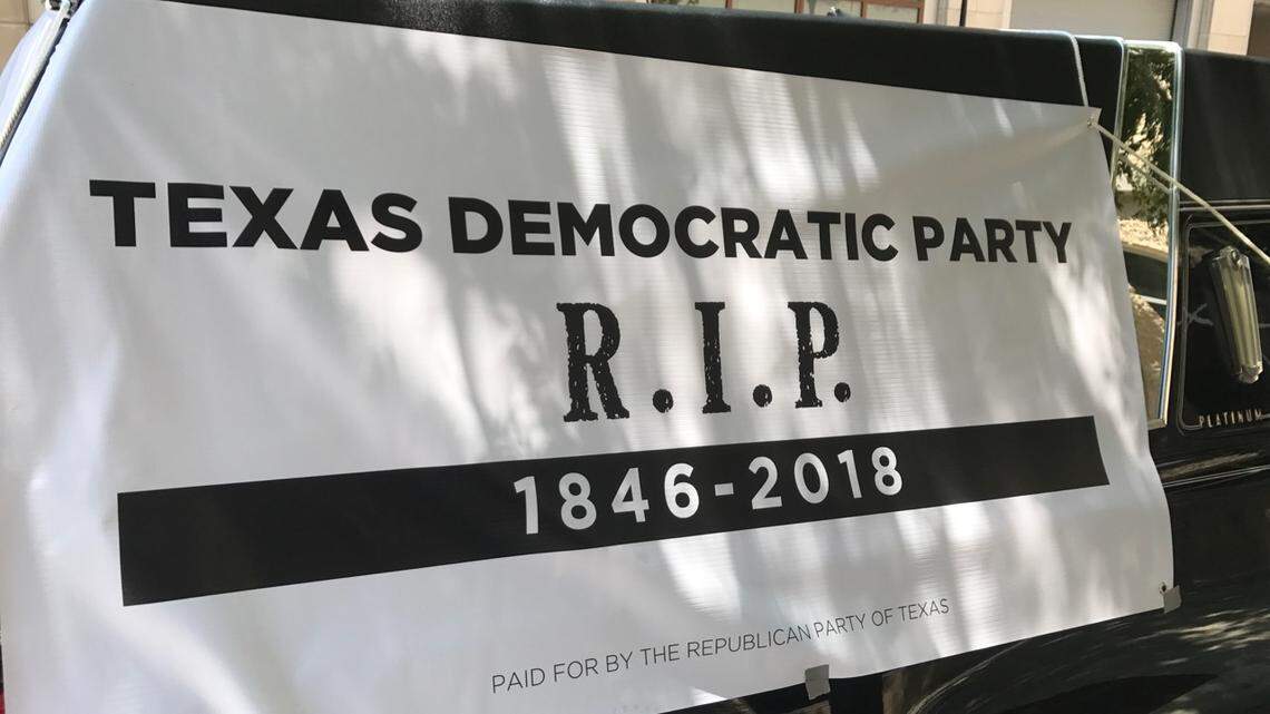 This is the message strapped to a hearse that drove around the Fort Worth Convention Center on Friday. Inside, the Texas Democrats held their biennial state convention.