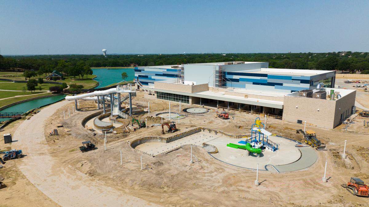 Bedford’s new recreation center includes a water park. The YMCA will operate the center for the city.