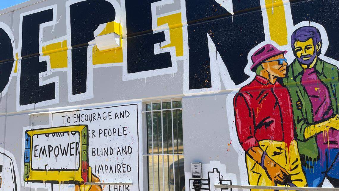 “Where Independence Begins,” a one-of-a-kind interactive mural that is accessible to the blind and visually impaired, was recently unveiled along the Adams Street Wall of the Lighthouse for the Blind building.