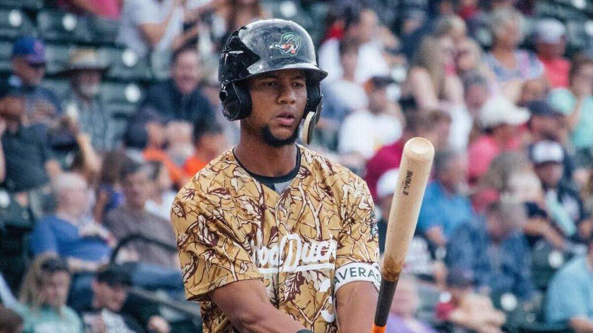 Leody Taveras continues to be considered the Rangers’ top position-player prospect even though he struggled for much of his age-19 season at High A Down East.