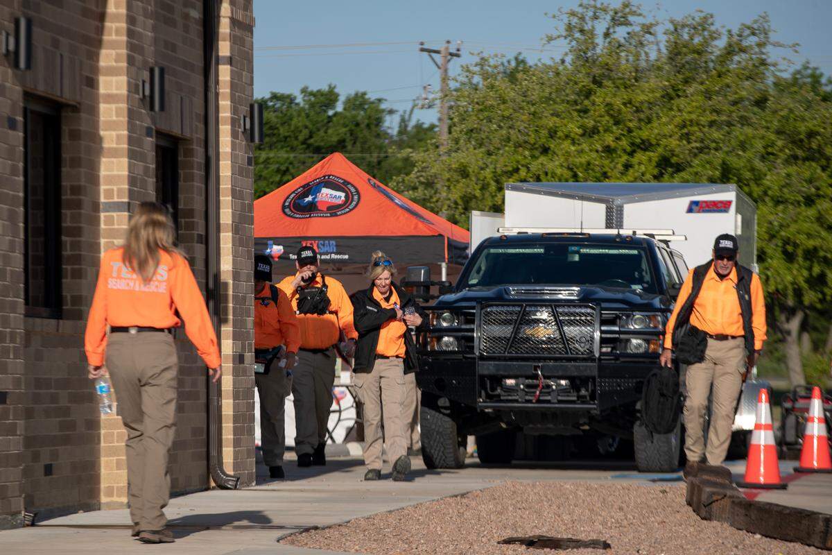 Local police and Texas Search and Rescue crews begin the search for Noel Rodriguez-Alvarez at the Everman Civic Center on Saturday, April 22, 2023. After his mother fled the country in March, police revealed Noel had not been seen since November 2022. The boy is presumed to be dead.