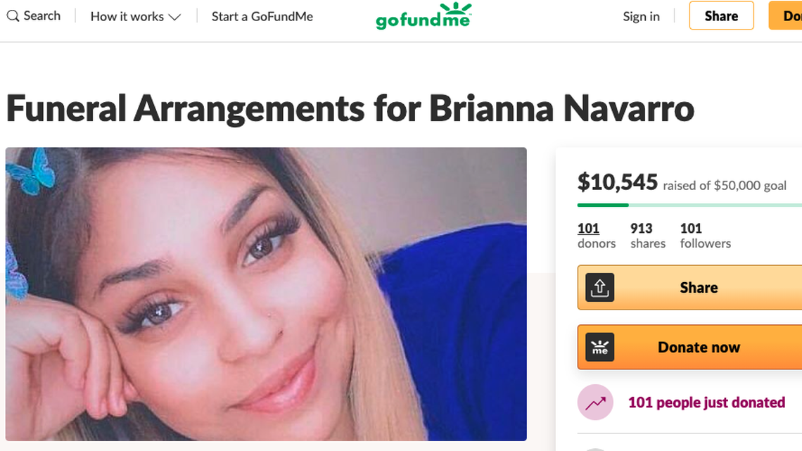 Family members say Brianna Navarro was killed as she was traveling to an Eastern celebration.