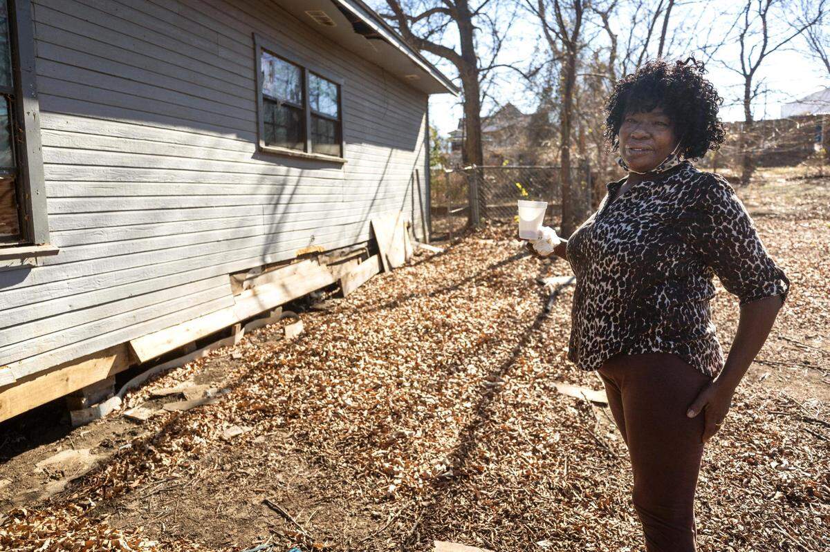 Carol Brown says contractors who rebuilt her house after a fire didn’t level the foundation, which has led to numerous other problems. Brown lives on disability and can’t afford the necessary repairs.