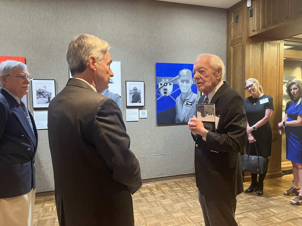 Legendary journalist Bob Schieffer spoke to guests at a celebration for the new UT Arlington exhibit showcasing photos he took during the Vietnam War for the Fort Worth Star-Telegram.