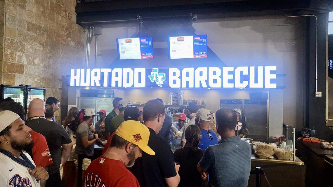 Hurtado Barbecue’s stand at Globe Life Field drew long lines before the Major League Baseball All-Star Game July 16, 2024, in Arlington, Texas.