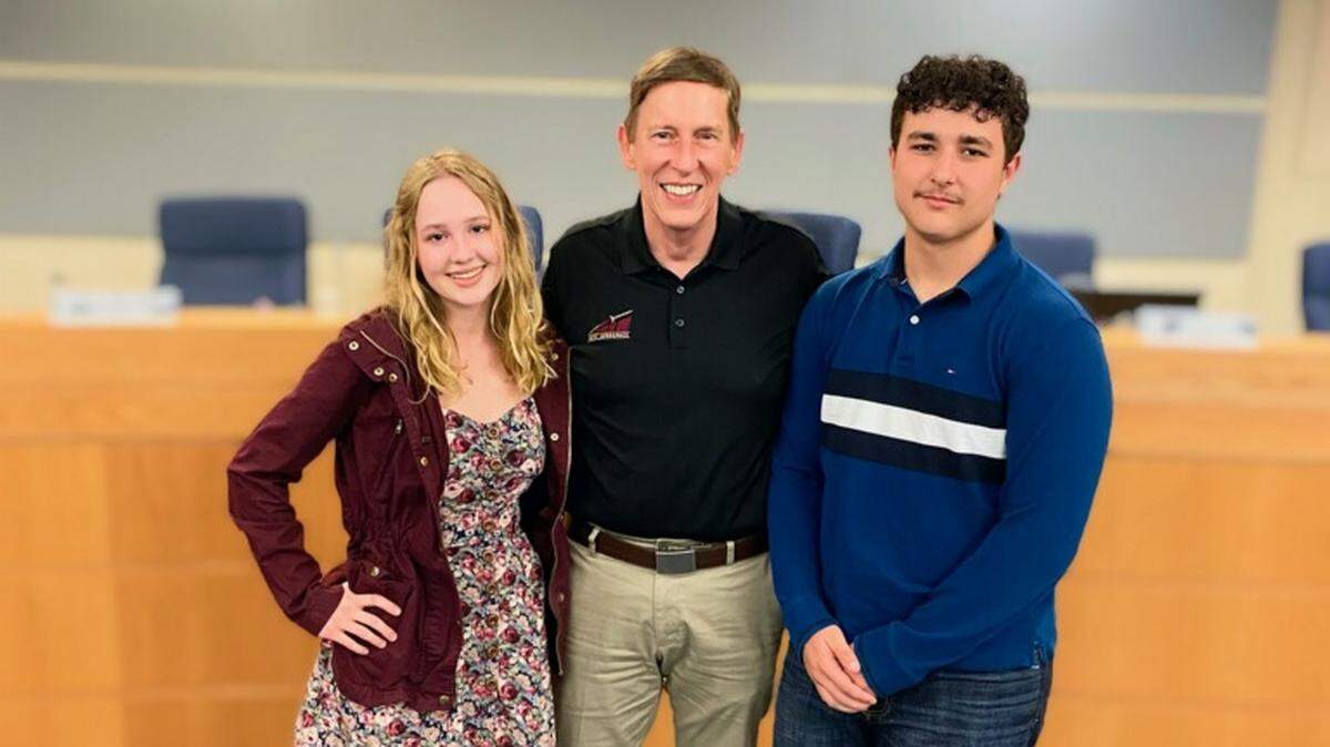 Boswell High School graduate Kaitlyn Tarr, left, and current Saginaw High senior Braiden Anders, right, shown with Hollenstein Career and Technology Center aerospace instructor Richard Griffith, recently led their team to the 2021 NASA International Space Settlement Design Competition at the Kennedy Space Center in Florida.
