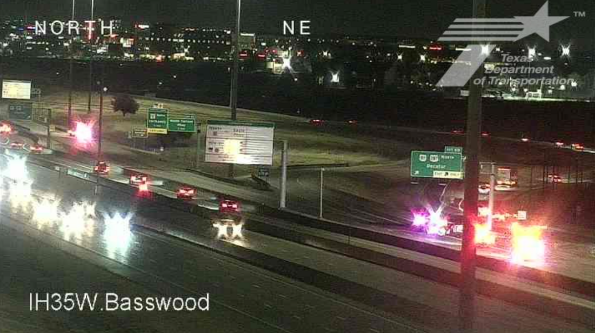 One person died in a crash on Monday night in Fort Worth which led to the closure of all northbound lanes of Interstate 35W near Tarrant Parkway, officials said.