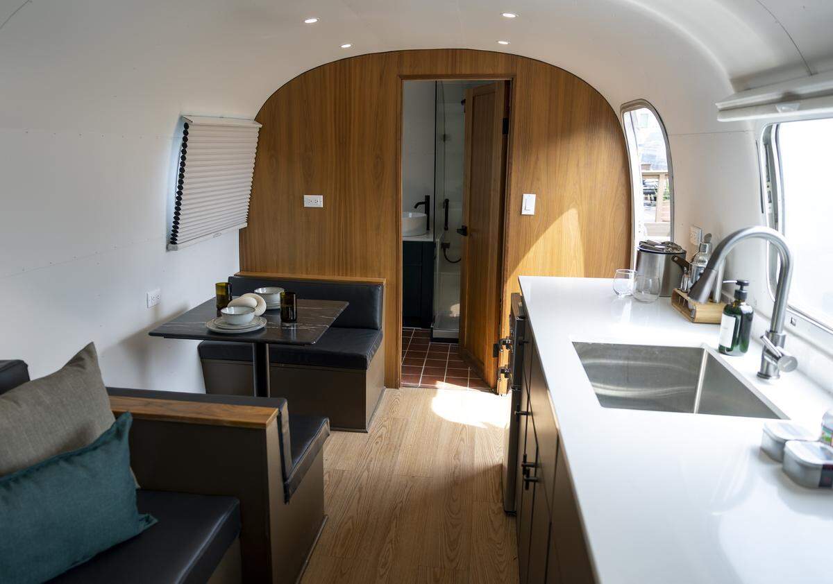 A view inside one of four airstream campers at Hotel SOMA on Thursday, May 7, 2026 in Fort Worth, Texas. Hotel SOMA recently opened near South Main Street.