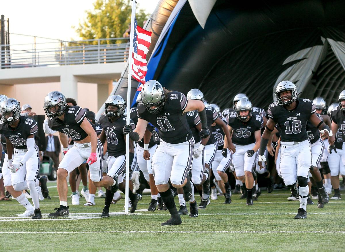 The Denton Guyer Wildcats enter the field to face the Keller Central Chargers, Thursday night, September 26, 2019 played at C.H. Collins Complex Stadium in Denton,