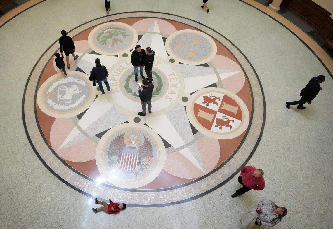 People gather at the rotunda at the Capitol on Jan. 9, 2023, the day before the start of the 88th Texas Legislature. The 2025 session begins Tuesday.