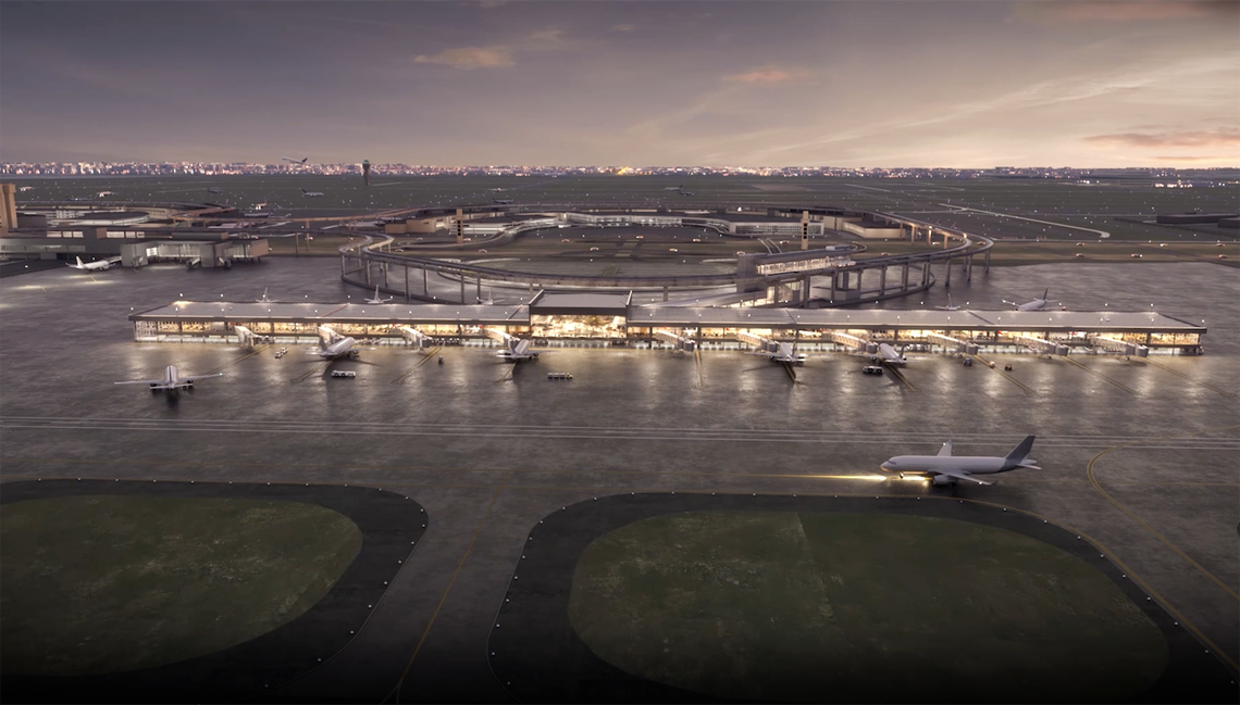 This rendering shows the future Terminal F at Dallas-Fort Worth International Airport.