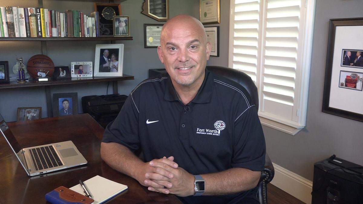 Fort Worth Independent School District Superintendent Kent Scribner spoke from his desk in a video released in 2020.