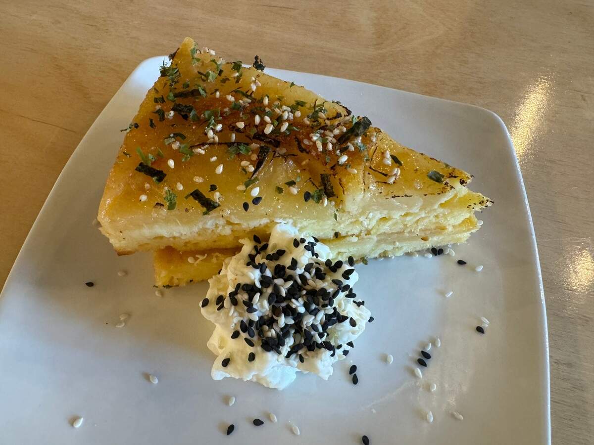 Pineapple cake at the Eazy Monkey Asisn-Tex fusion restaurant in Fort Worth.