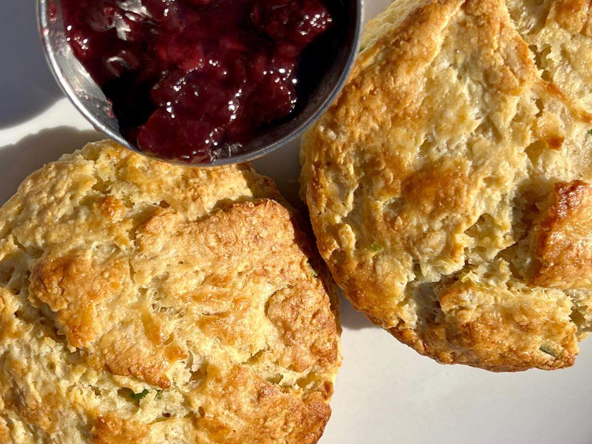 Cheddar-jalapeno biscuits on brunch at Winslow’s Wine Cafe.