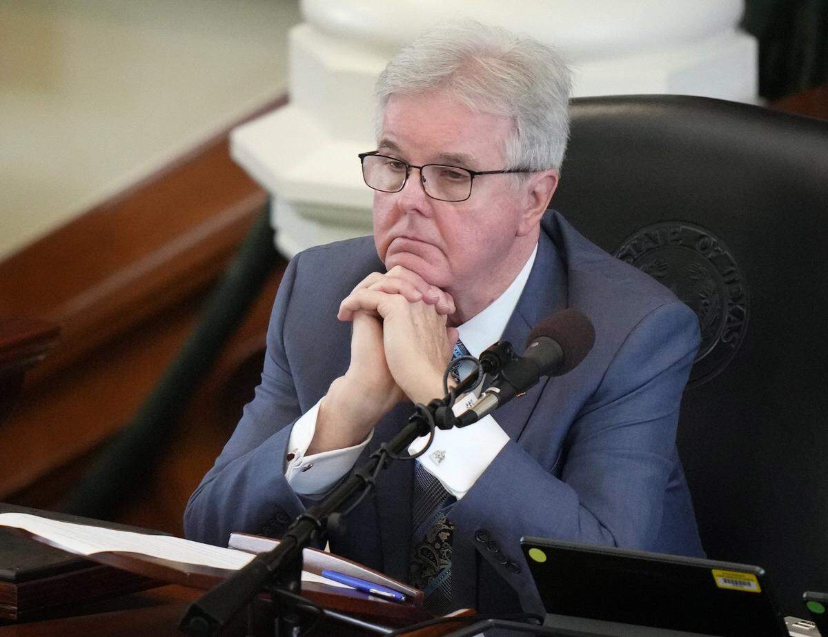 Lt. Gov. Dan Patrick shown presiding over Attorney General Ken Paxton's impeachment trial in September.
