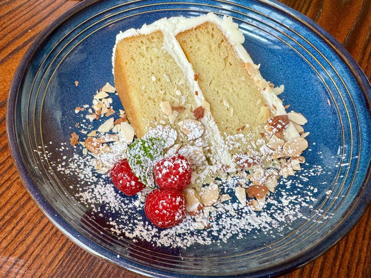 Almond cake with buttercream icing at Second Bar + Kitchen in Mineral Wells, Texas, March 24, 2024.
