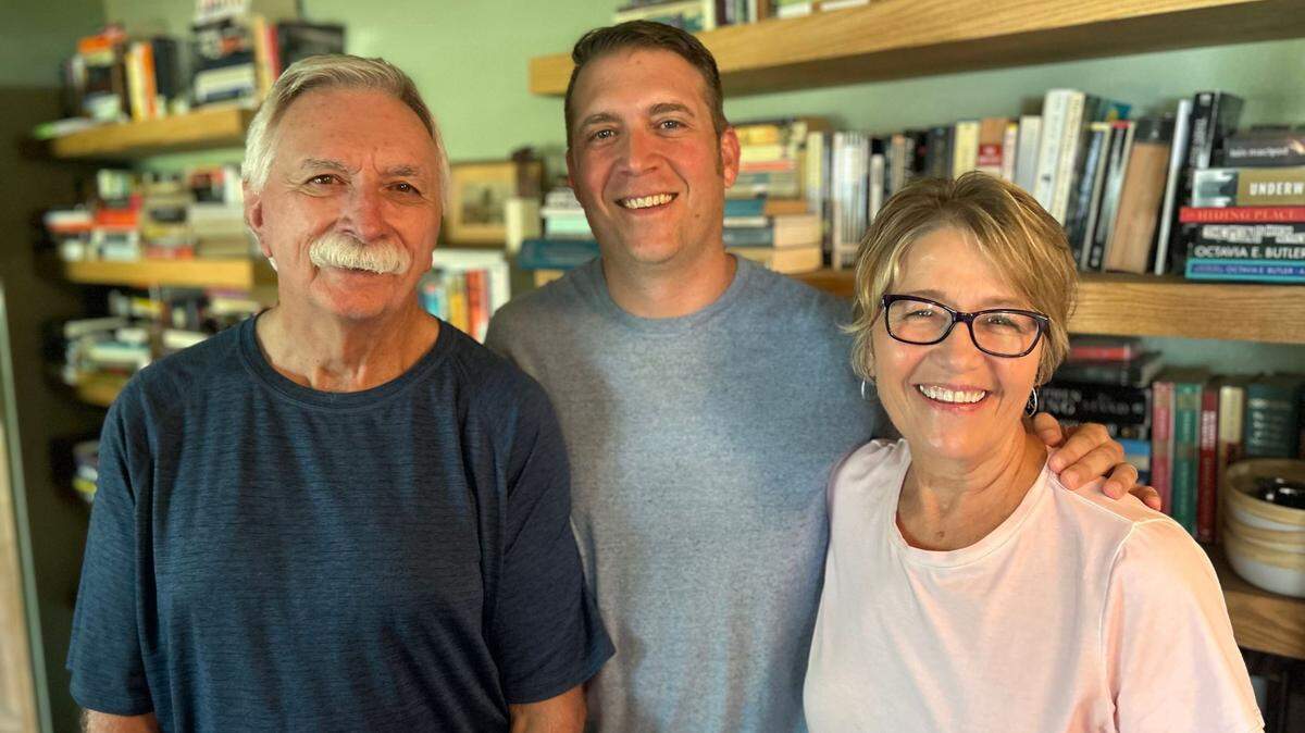 Randy, Joel and Ava Nickerson smile for a family photo, each proudly sharing their journey and inspiration after donating a kidney.