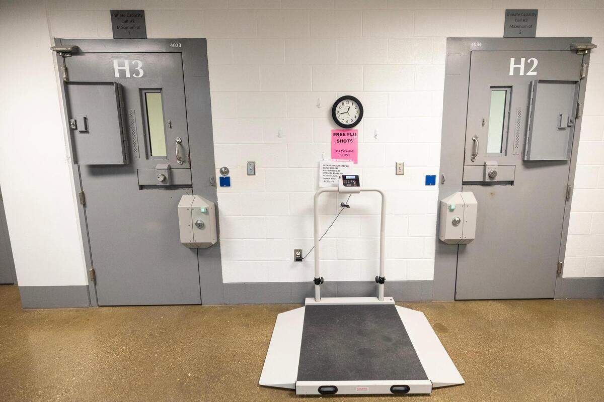 The holding cells in the medical area at the Tarrant County Corrections Center in Fort Worth on Thursday, Jan. 25, 2024.