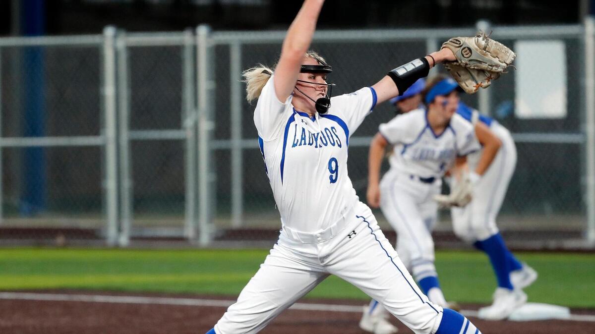 Weatherford pitcher Lauren Belles (9) shut out Byron Nelson in Game 1 of their first round series on Thursday. (Special to the Star-Telegram Bob Booth)
