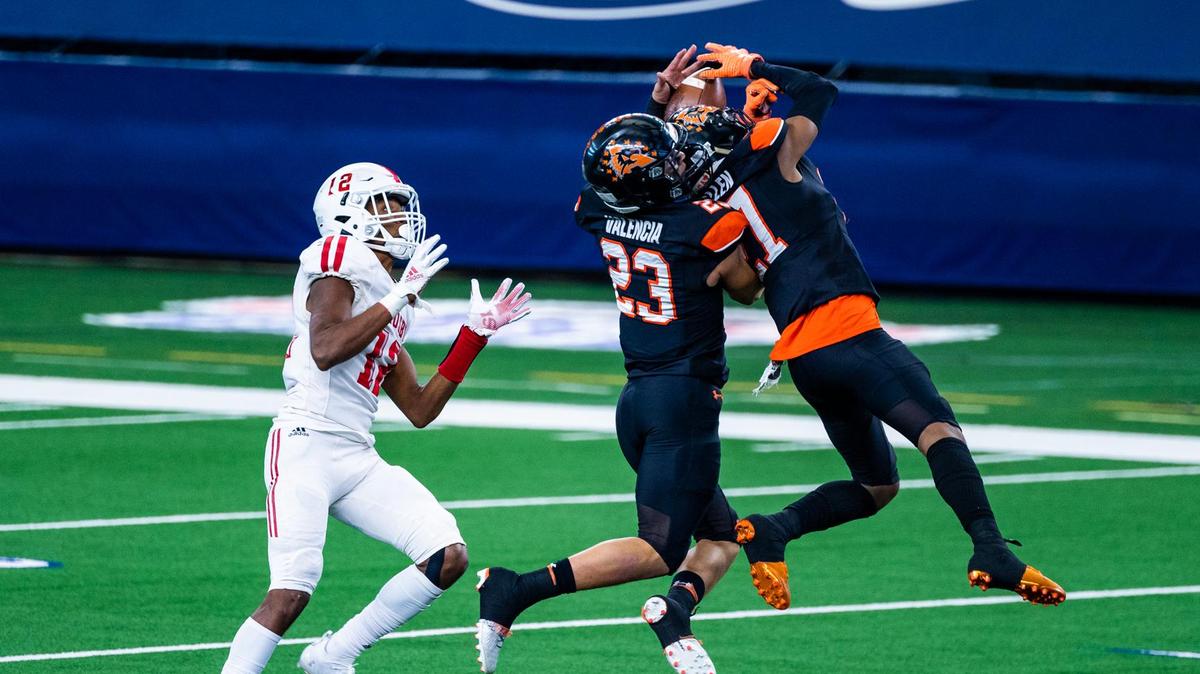 Aledo’s Jaden Allen (27) made second team defense on the maxpreps freshman team. Photo by Matt Smith (Special to the Star-Telegram).