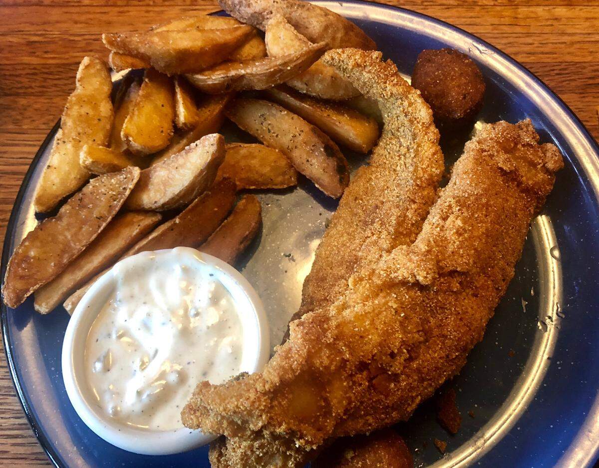 Fried catfish at Hoffbrau Steak & Grill House.