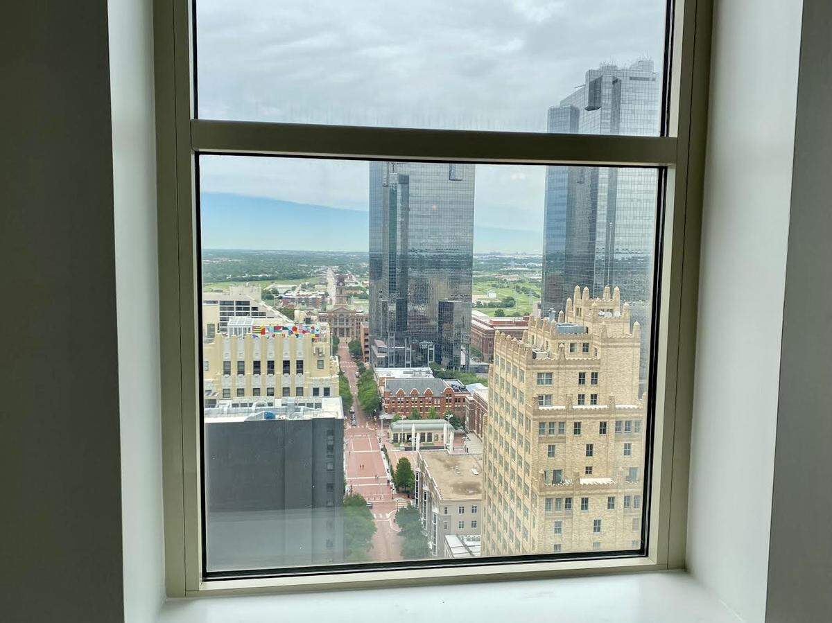 The view north from Refinery 714, a penthouse bar atop a downtown Fort Worth hotel.