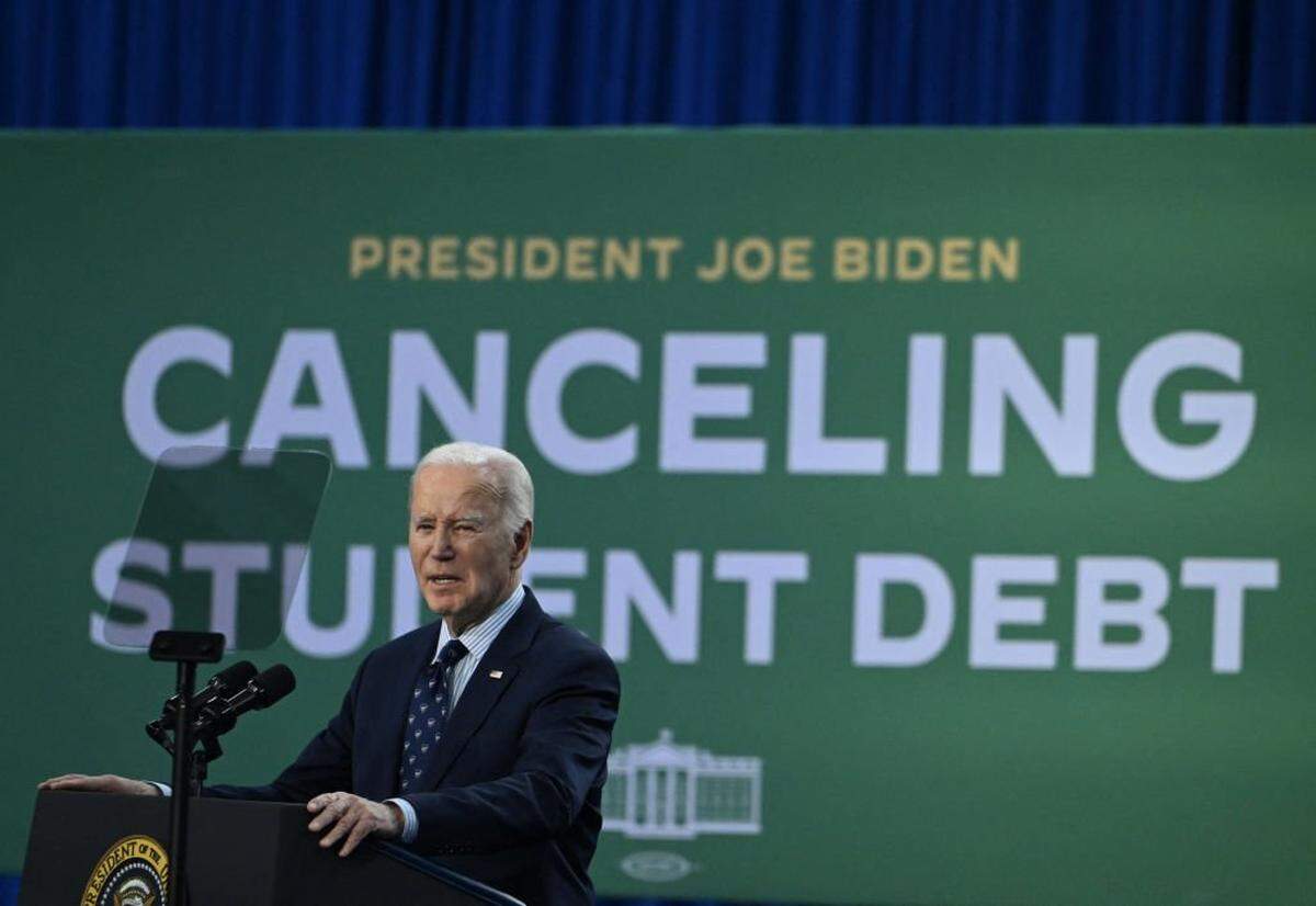 US President Joe Biden speaks about student loan relief at Madison College in Madison, Wisconsin, on April 8, 2024. (Photo by ANDREW CABALLERO-REYNOLDS / AFP) (Photo by ANDREW CABALLERO-REYNOLDS/AFP via Getty Images)