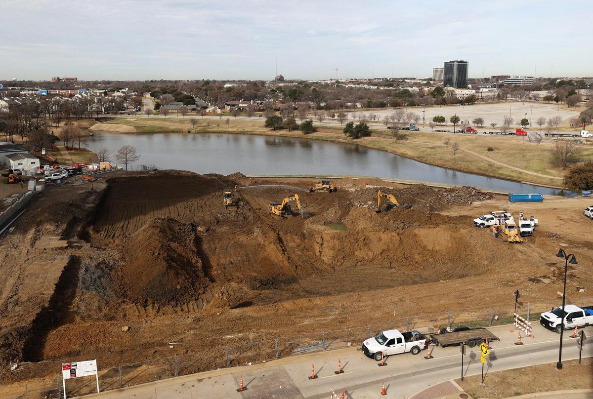 Construction is underway for One Rangers Way apartments in Arlington’s entertainment district. The 300 units are expected to begin leasing in 2024.