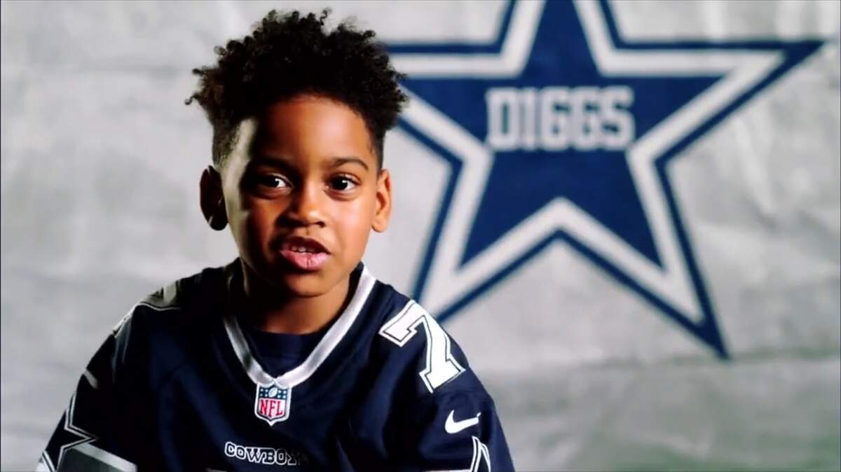 Aaiden Diggs, son of Dallas Cowboys cornerback Trevon Diggs, starred in a pregame segment on CBS before the Cowboys played the Las Vegas Raiders on Thanksgiving Day at AT&T Stadium.