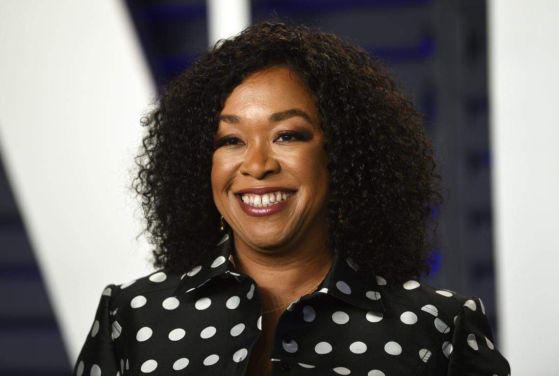 FILE - This Feb. 24, 2019, file photo shows Shonda Rhimes at the Vanity Fair Oscar Party in Beverly Hills, Calif. (Photo by Evan Agostini/Invision/AP, File)