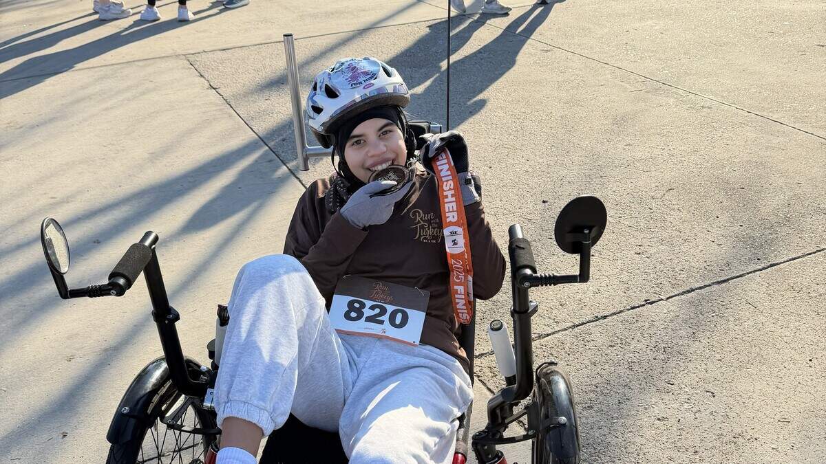 Nina taking part in The Run with Turkeys Trot in 2025. The Keller teen hit by a car as she was jogging near Bear Creek Park on April 4, 2024.
