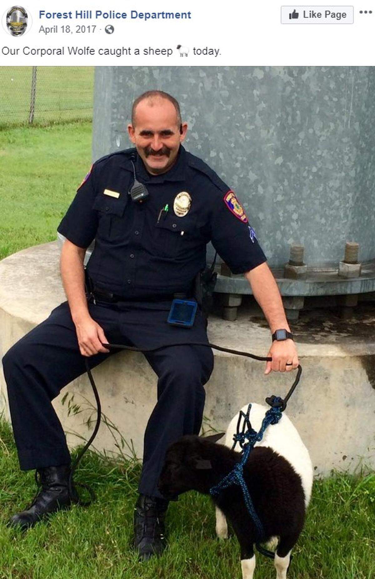 A screen shot of the Forest Hill Police Department’s Facebook page showing a photograph of Richardson Wolfe, the fired Forest Hill sergeant.