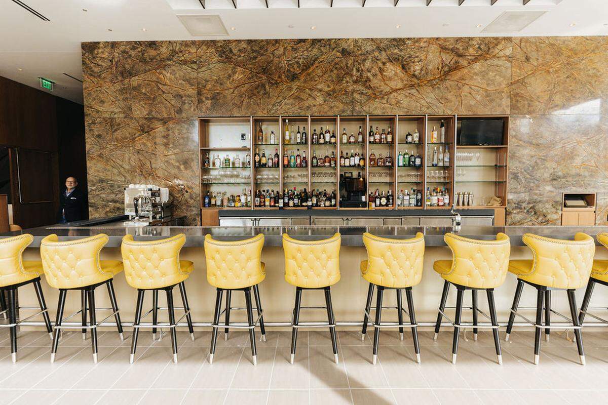 The bar of 61 Osteria, a new restaurant in downtown Fort Worth.