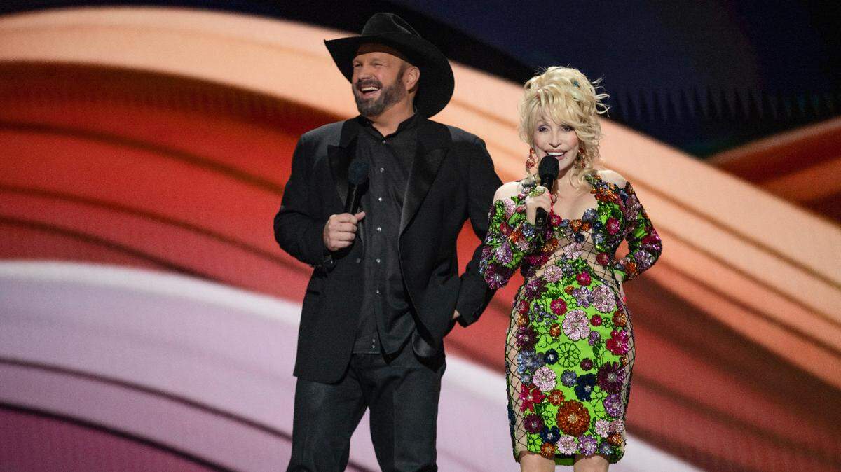Garth Brooks and Dolly Parton at the 58th Academy of Country Music Awards from Ford Center at The Star on May 11, 2023 in Frisco, Texas.