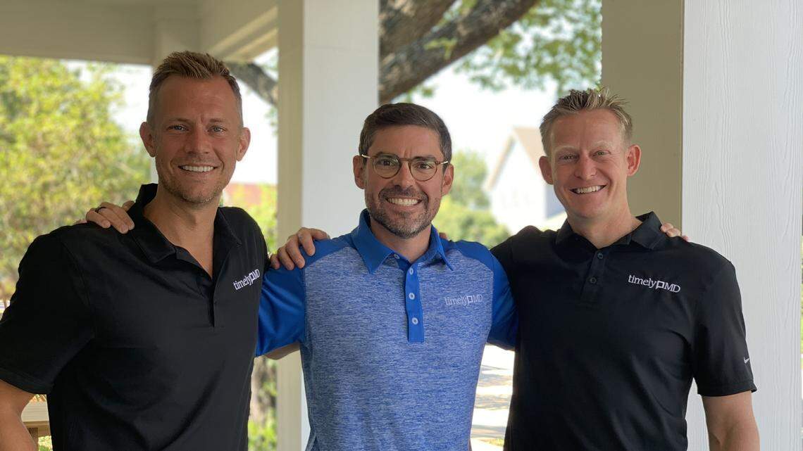 Co-founders of TimelyMD, from left: Chris Clark, chief strategy officer; Luke Hejl, CEO; and Alan Dennington, M.D., chief medical officer.