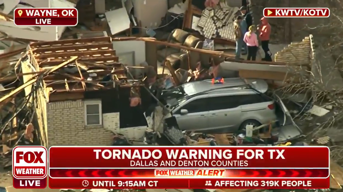 A tornado touched down in Oklahoma, tearing a path of destruction through the town of Wayne.