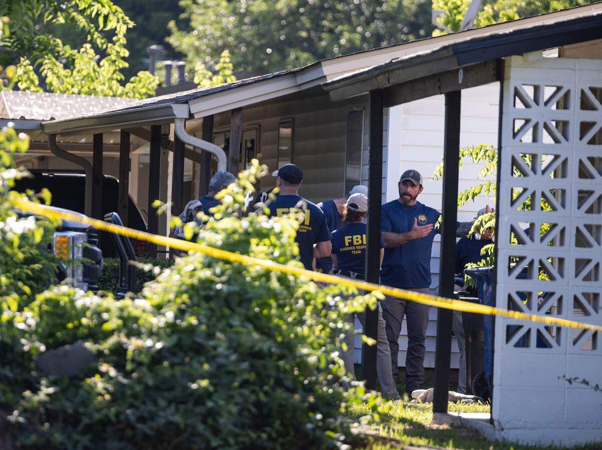 Crime-scene tape blocks off the home where 6-year-old Noel Rodriguez-Alvarez lived on Wisteria Drive in Everman, Texas. The FBI, Everman police, Tarrant County Criminal District Attorney’s Office, sheriff’s deputies and the Medical Examiner’s Office continued to search the property on Wednesday, May 13, 2026. Noel was last seen alive in fall 2022 and is presumed dead. His mother, Cindy Rodriguez-Singh, is charged with capital murder. Investigators have not yet confirmed whether they’ve found any sign of Noel’s remains during this week’s search.