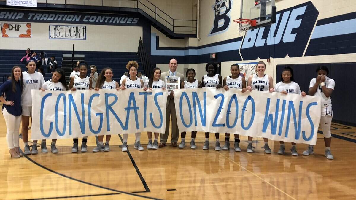 LD Bell coach Andy Bloodworth wins his 200th career game, Tuesday December 11, 2018 vs. Haltom.