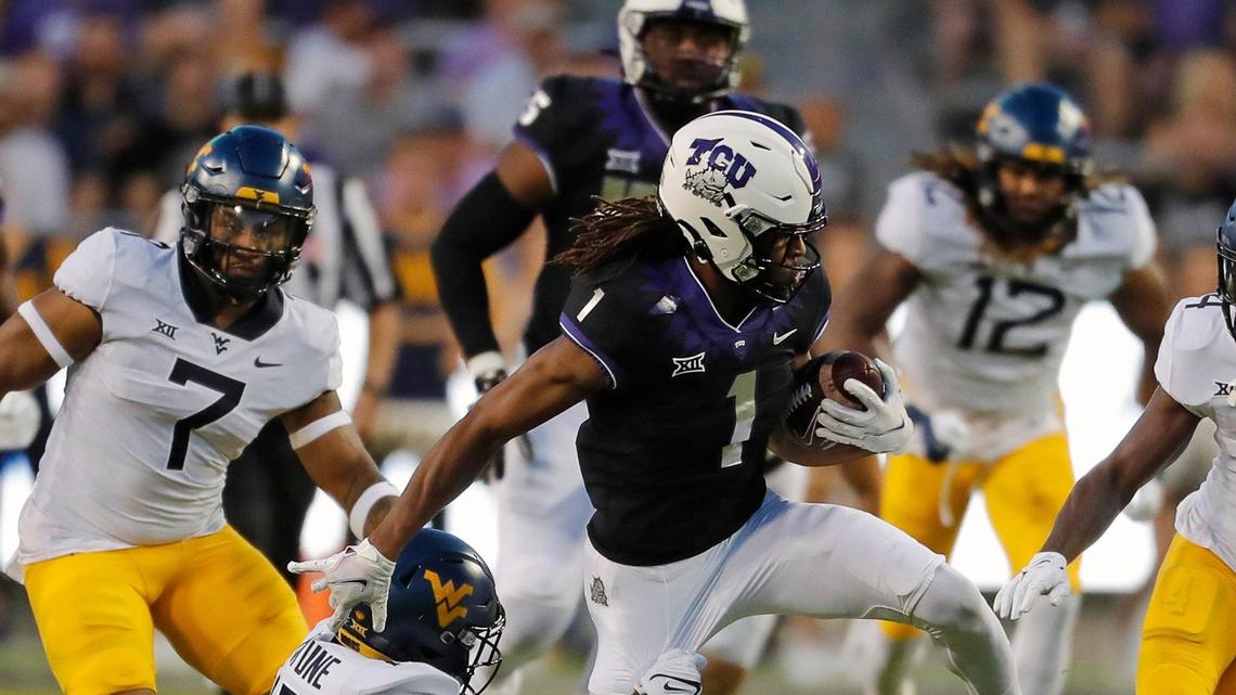 TCU’s Quentin Johnston (1) earned first-team All-Big 12 honors on Thursday.