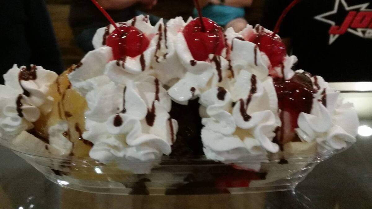 Banana split at Ice Cream Gallery in Saginaw
