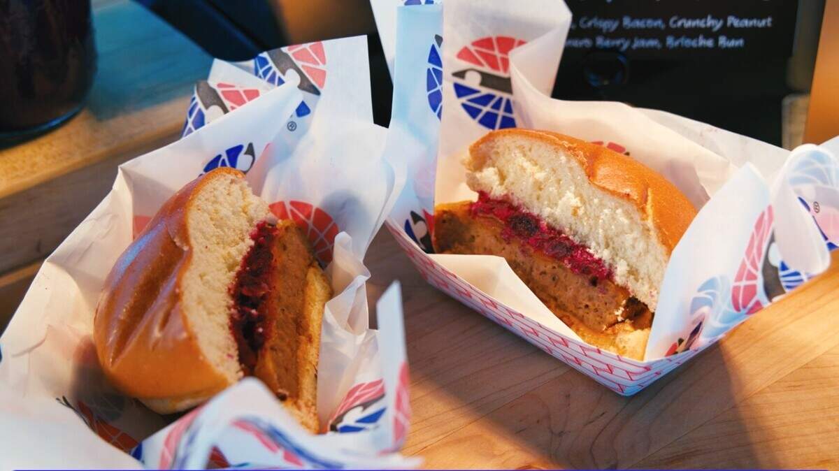 The Peanut Butter Jam Burger will be available at Kapow Kitchen in the Texas Motor Speedway during the NASCAR WURTH 400 race.
