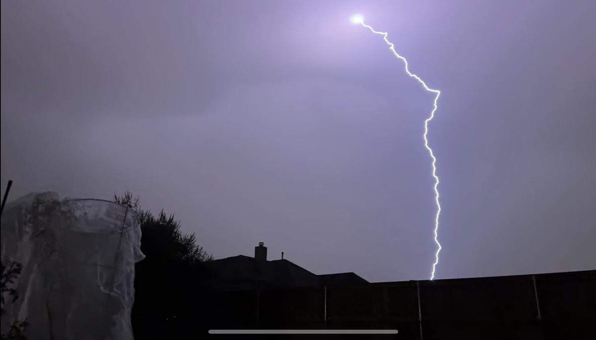 Lightning strikes during a thunderstorm in far north Fort Worth on Tuesday, Aug. 19, 2025.