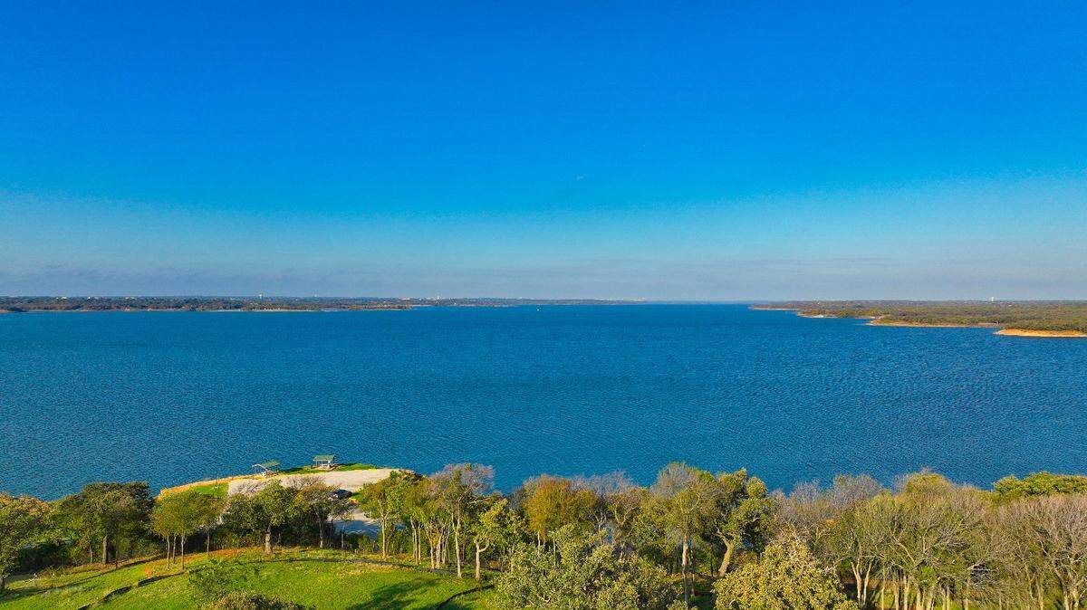 The view of Lake Grapevine from Thirty-One Eleven Sunset, a 16-story, 207-unit luxury residential apartment tower in Flower Mound.