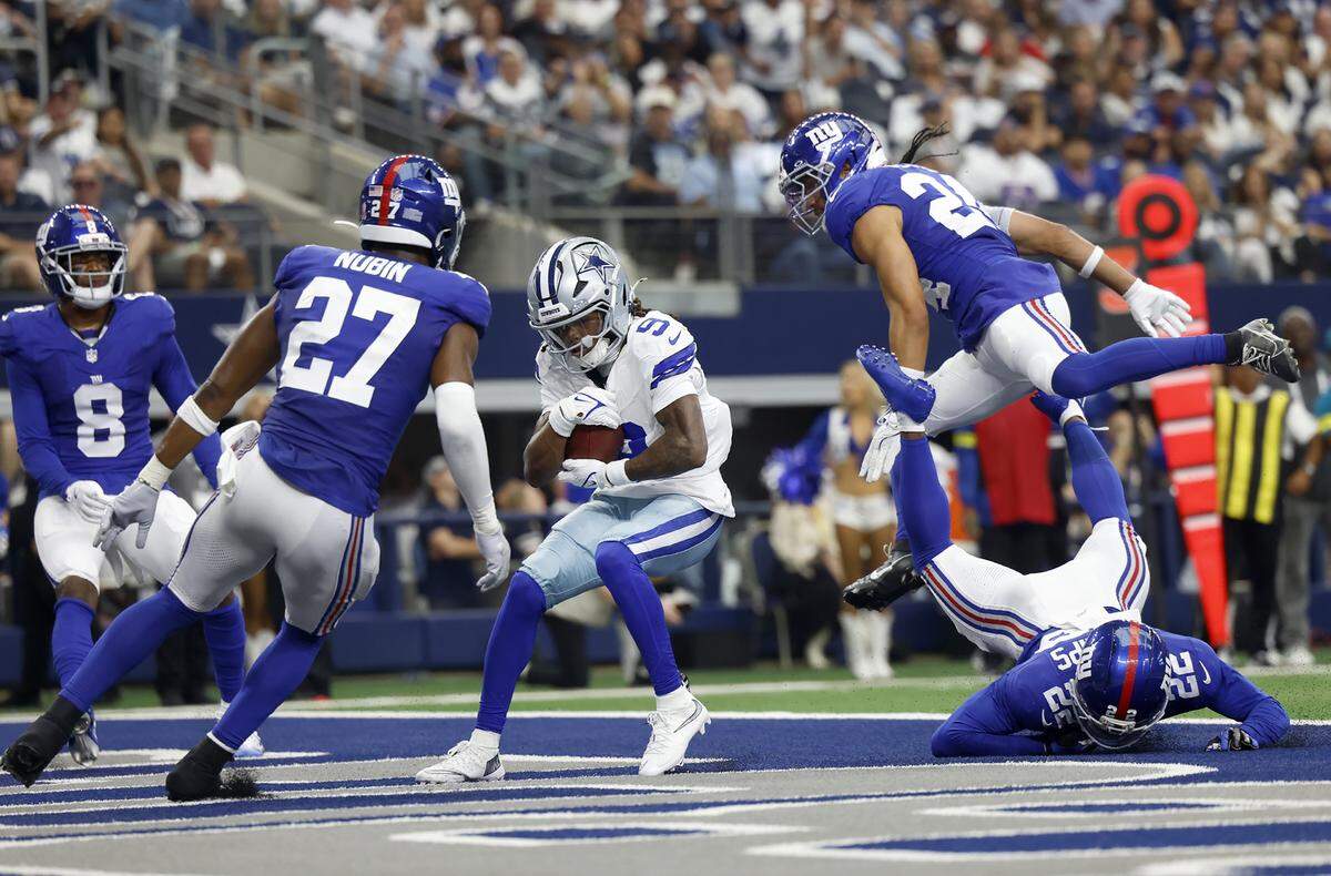 Dallas Cowboys wide receiver KaVontae Turpin scores on a 10-yard touchdown catch in the second quarter.