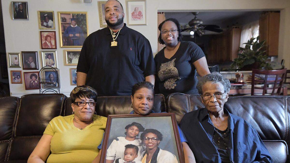 The Johnson Family: Felecia's son, Cordell Cortez, back left and her daughter, Ariana Lee, back right; Felecia's mother, Mollie Johnson, front left; her sister, Tawanna Roland, front center, and Grandmother, Joleen Thompson, front right.