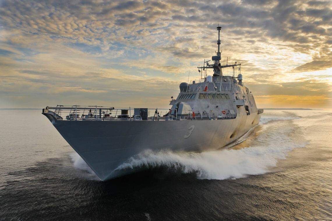 USS Fort Worth during sea trials.