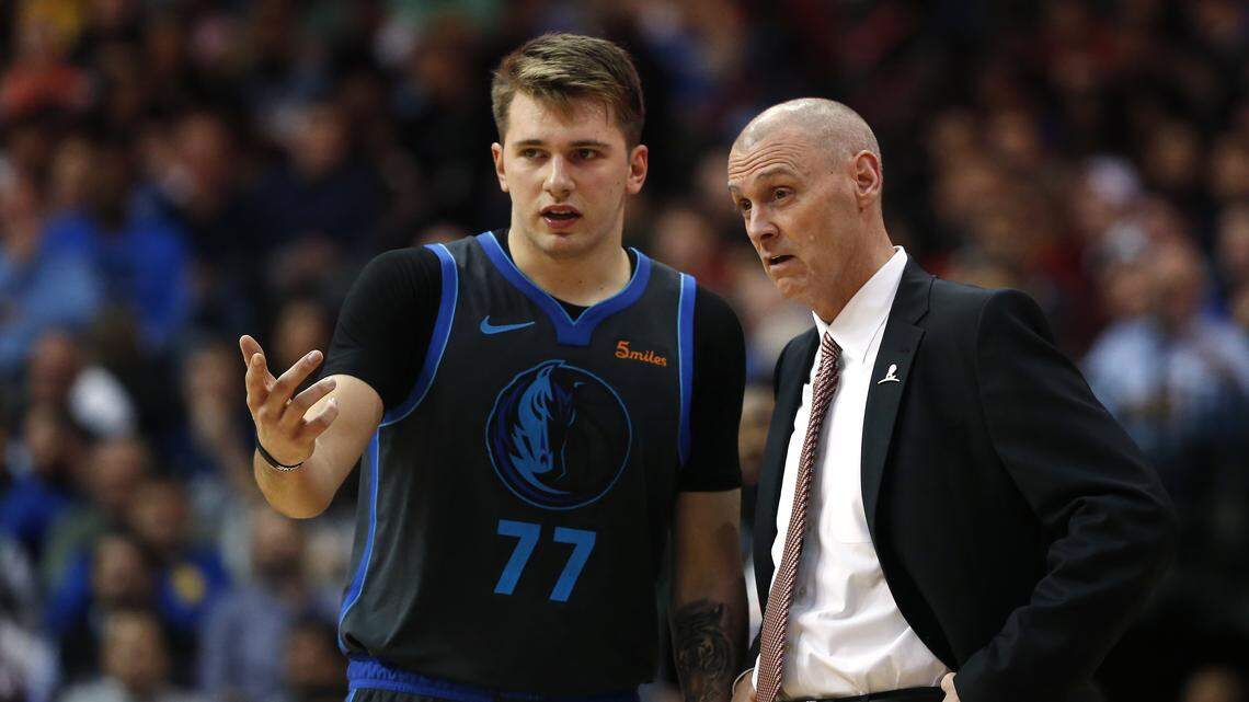 The Dallas Mavericks, coach Rick Carlisle (left) and star forward Luka Doncic (77) would be the seventh seed in the NBA’s Western Conference if the playoffs started today. But with the league shut down over COVID concerns, there is nothing anyone can do but workout at home, and prepare for a game that may not be played.